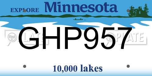 GHP957 Minnesota License Plate