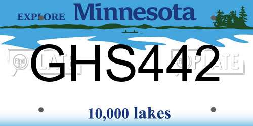 GHS442 Minnesota License Plate