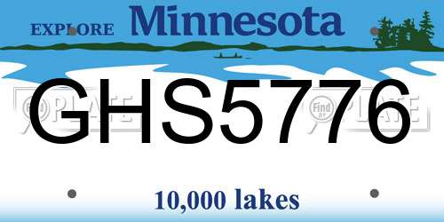 GHS5776 Minnesota License Plate