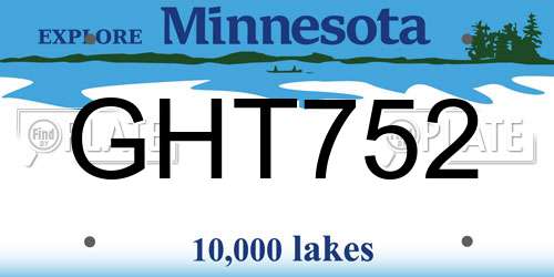 GHT752 Minnesota License Plate