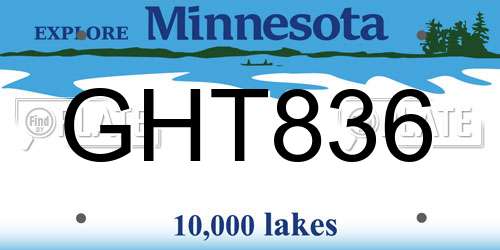 GHT836 Minnesota License Plate