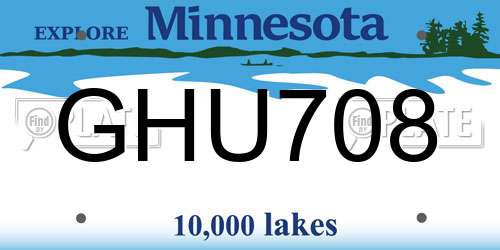 GHU708 Minnesota License Plate