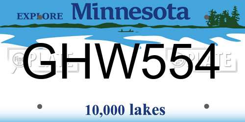 GHW554 Minnesota License Plate