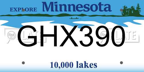 GHX390 Minnesota License Plate