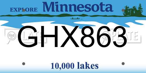 GHX863 Minnesota License Plate