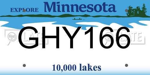 GHY166 Minnesota License Plate