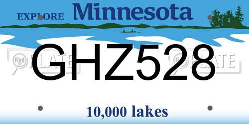 GHZ528 Minnesota License Plate