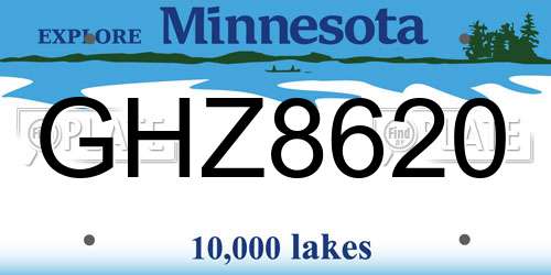 GHZ8620 Minnesota License Plate