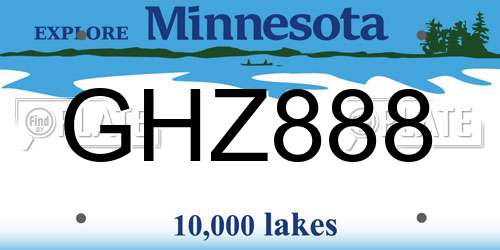 GHZ888 Minnesota License Plate