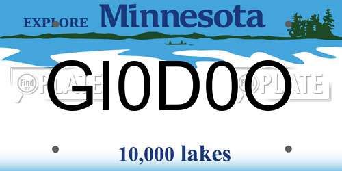 GI0D0O Minnesota License Plate