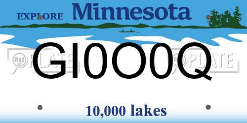 GI0O0Q Minnesota License Plate