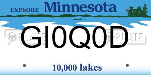 GI0Q0D Minnesota License Plate