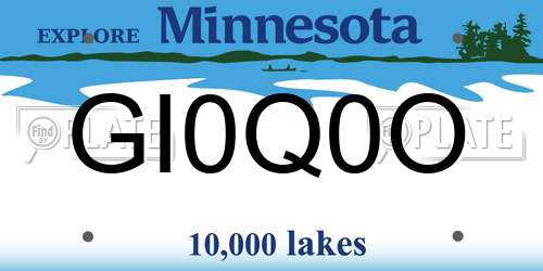 GI0Q0O Minnesota License Plate