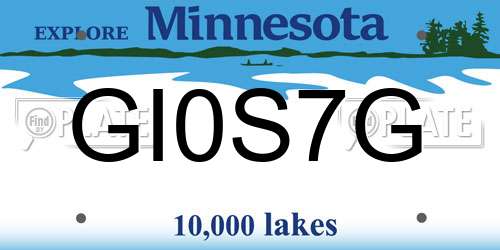 GI0S7G Minnesota License Plate