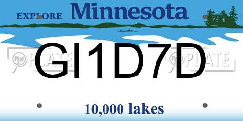 GI1D7D Minnesota License Plate