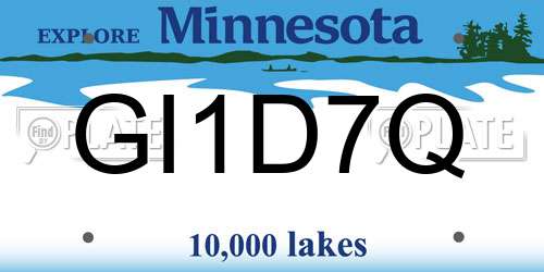 GI1D7Q Minnesota License Plate