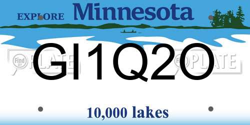 GI1Q2O Minnesota License Plate