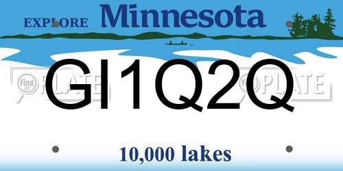 GI1Q2Q Minnesota License Plate