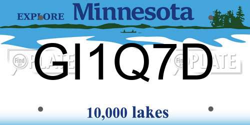 GI1Q7D Minnesota License Plate