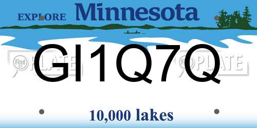 GI1Q7Q Minnesota License Plate