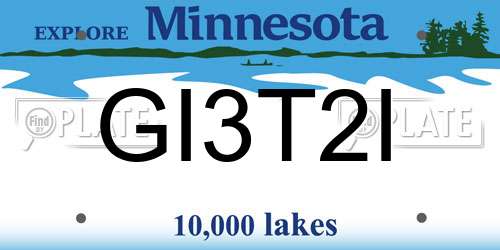 GI3T2I Minnesota License Plate