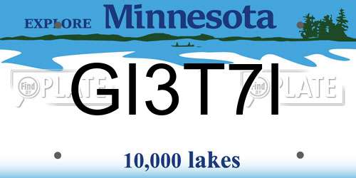 GI3T7I Minnesota License Plate