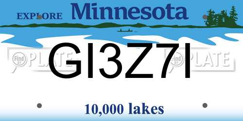 GI3Z7I Minnesota License Plate