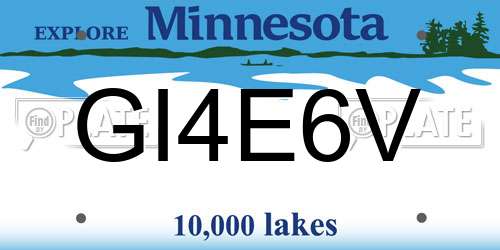 GI4E6V Minnesota License Plate