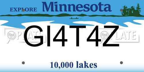 GI4T4Z Minnesota License Plate