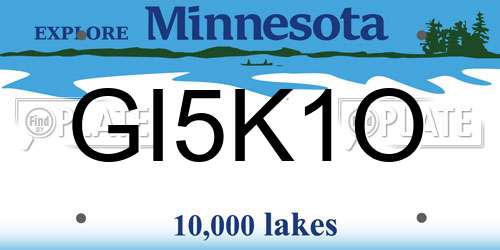 GI5K1O Minnesota License Plate