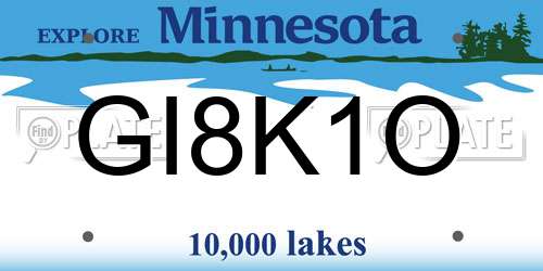 GI8K1O Minnesota License Plate