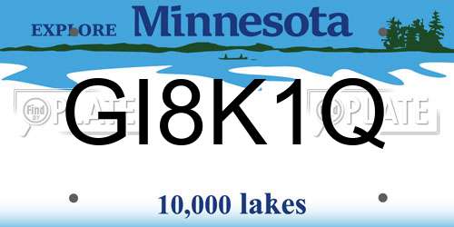 GI8K1Q Minnesota License Plate