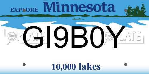 GI9B0Y Minnesota License Plate