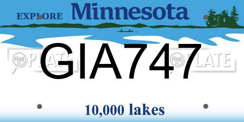 GIA747 Minnesota License Plate
