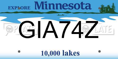 GIA74Z Minnesota License Plate
