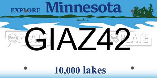 GIAZ42 Minnesota License Plate