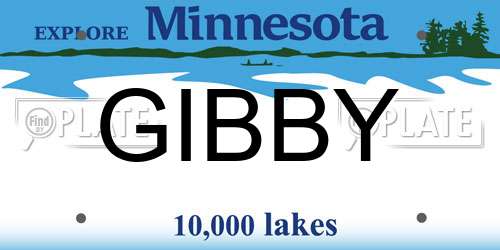 GIBBY Minnesota License Plate