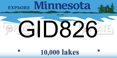 GID826 Minnesota License Plate