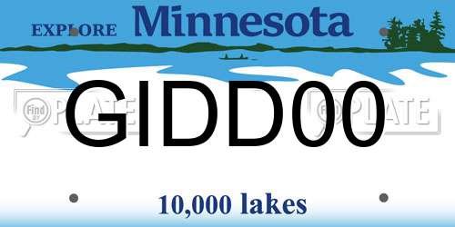 GIDD00 Minnesota License Plate