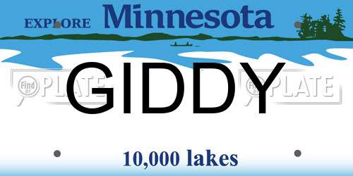 GIDDY Minnesota License Plate