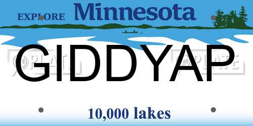 GIDDYAP Minnesota License Plate