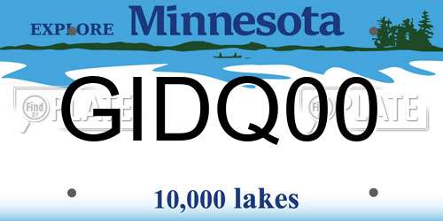 GIDQ00 Minnesota License Plate