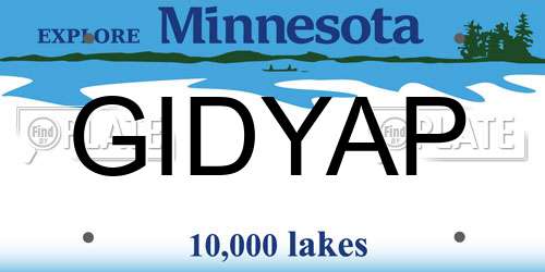 GIDYAP Minnesota License Plate