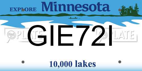 GIE72I Minnesota License Plate