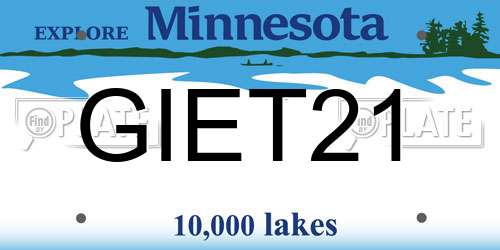 GIET21 Minnesota License Plate
