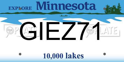GIEZ71 Minnesota License Plate
