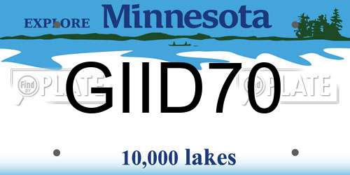 GIID70 Minnesota License Plate