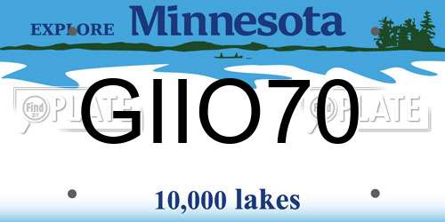GIIO70 Minnesota License Plate