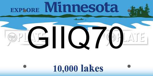 GIIQ70 Minnesota License Plate