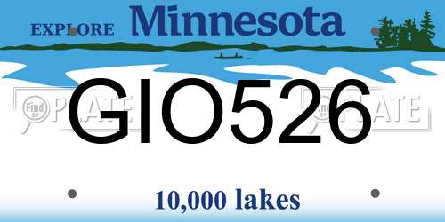 GIO526 Minnesota License Plate